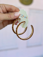 Metal Studded Leather Lined Hoops - Lt. Mocha