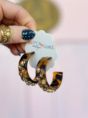 Glass Stone and Acetate Hoops - Tortoise