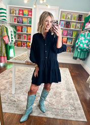 The Certainty Tiered Shirt Dress