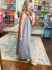 Completely Charming Gingham Cami Maxi Dress-Navy