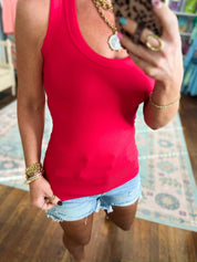 Classic Comfort Ribbed Tank - Ruby