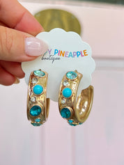Stone Station Hoops - Turquoise