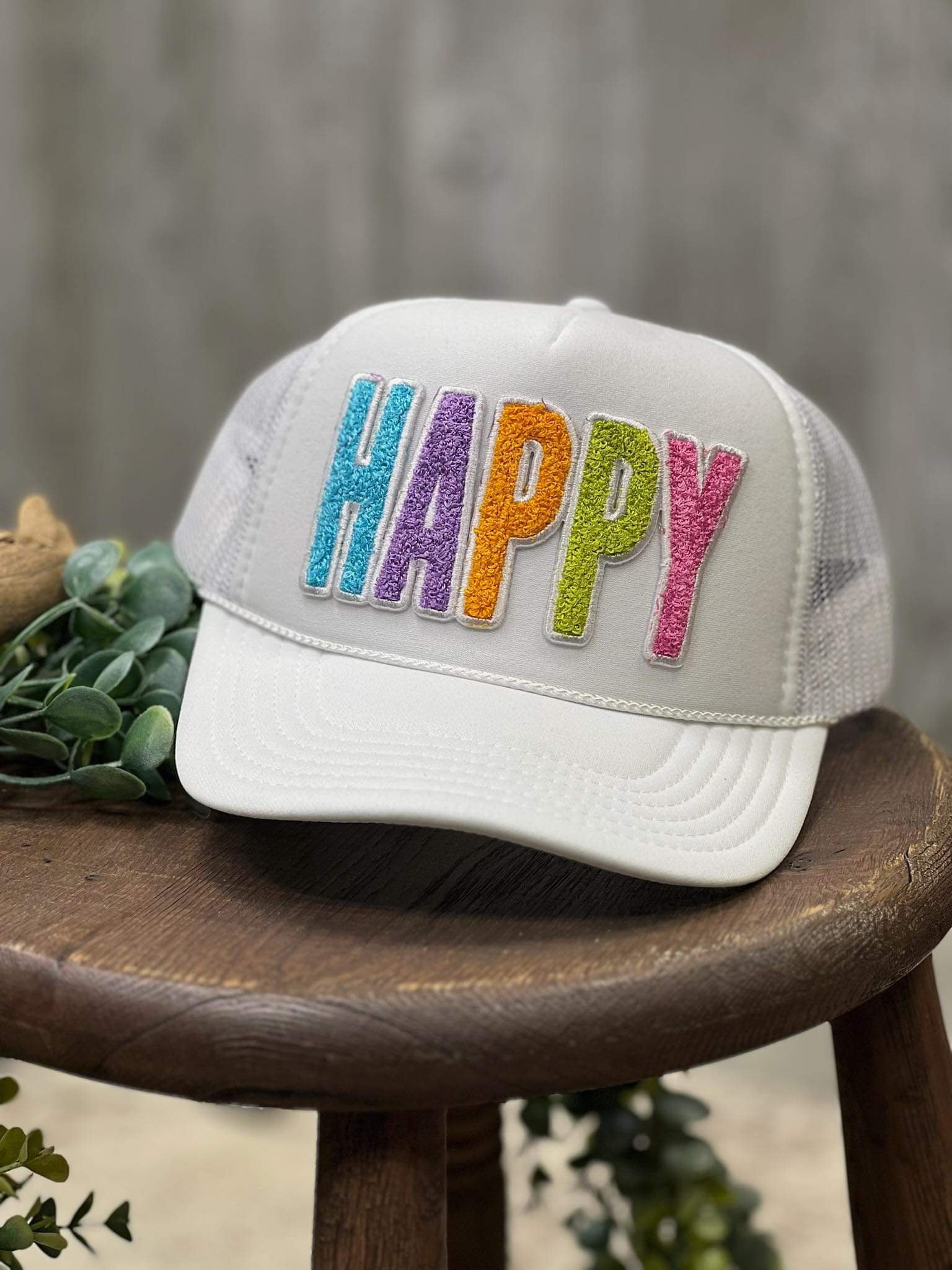 Happy Chenille Patch Foam Trucker Cap