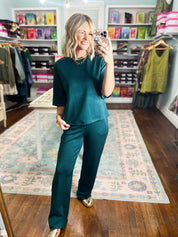 Good Sport Crew Neck Top - Deep Green