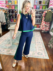 All About It Pull-On Contrast PANTS - Navy