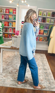 Spring Meg Pullover Poncho Sweater - Blue