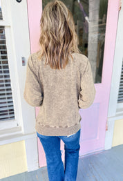Carefree Charm French Terry Pullover - Mocha
