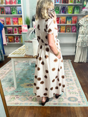 Charming in Dots Midi Dress - Ecru
