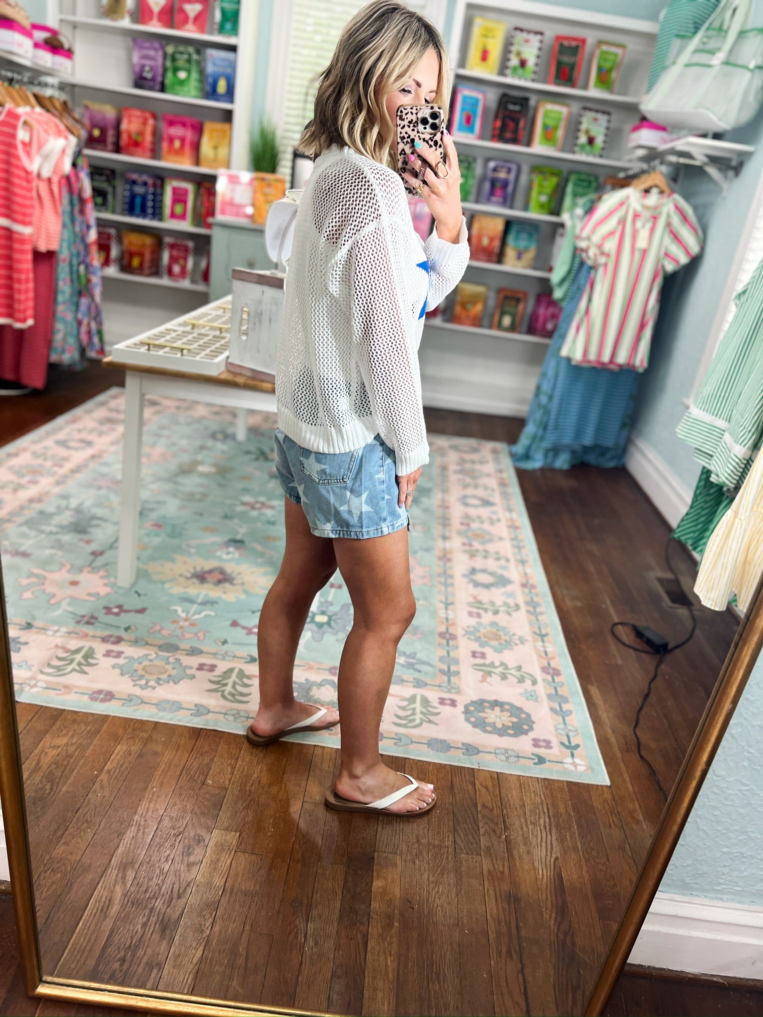 Firecracker Fade Star Printed Denim Wrap Skort