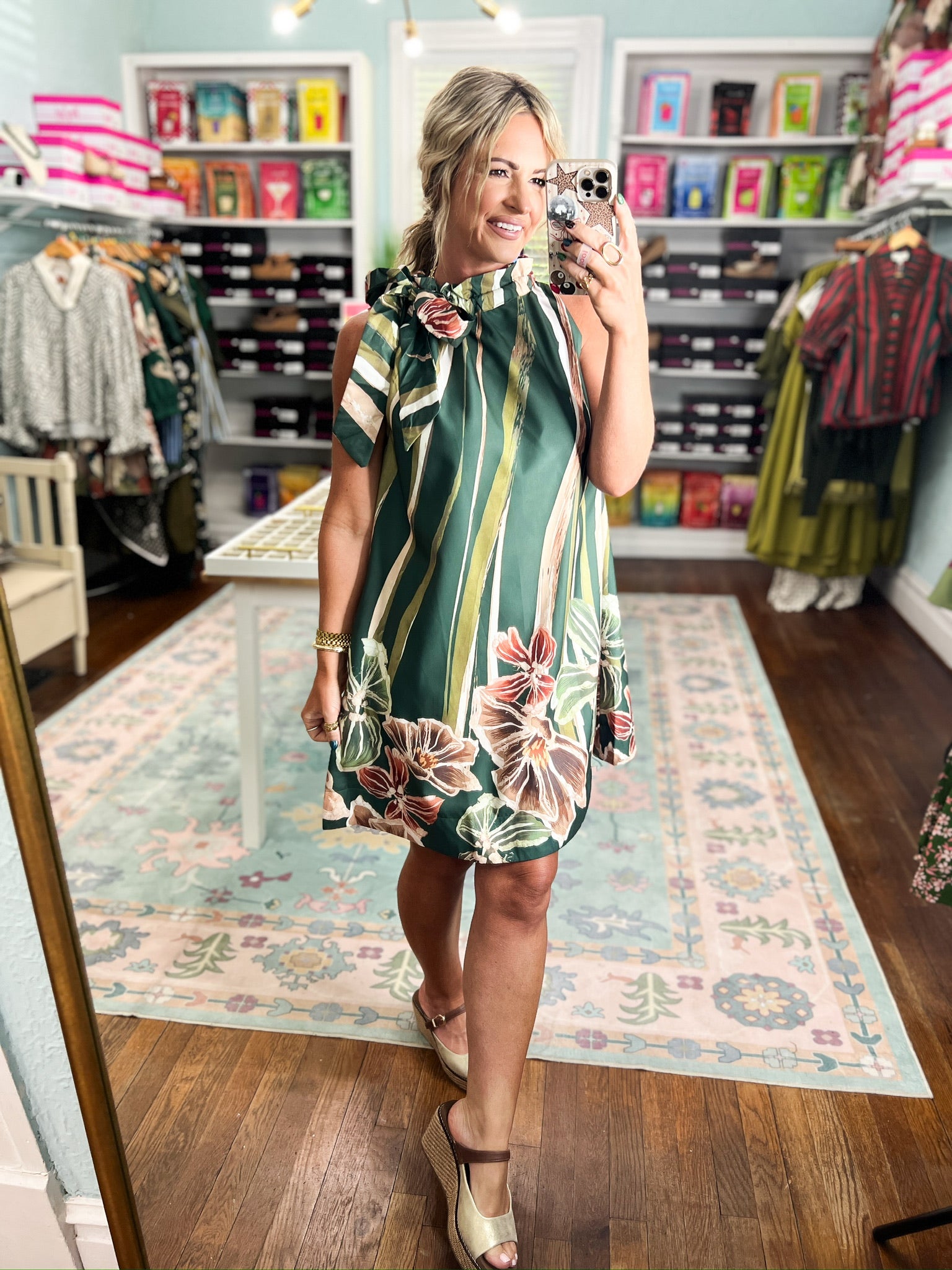 Vintage Harvest Floral Midi Dress - Olive