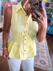 In Your Happy Place Scolloped Top - Yellow