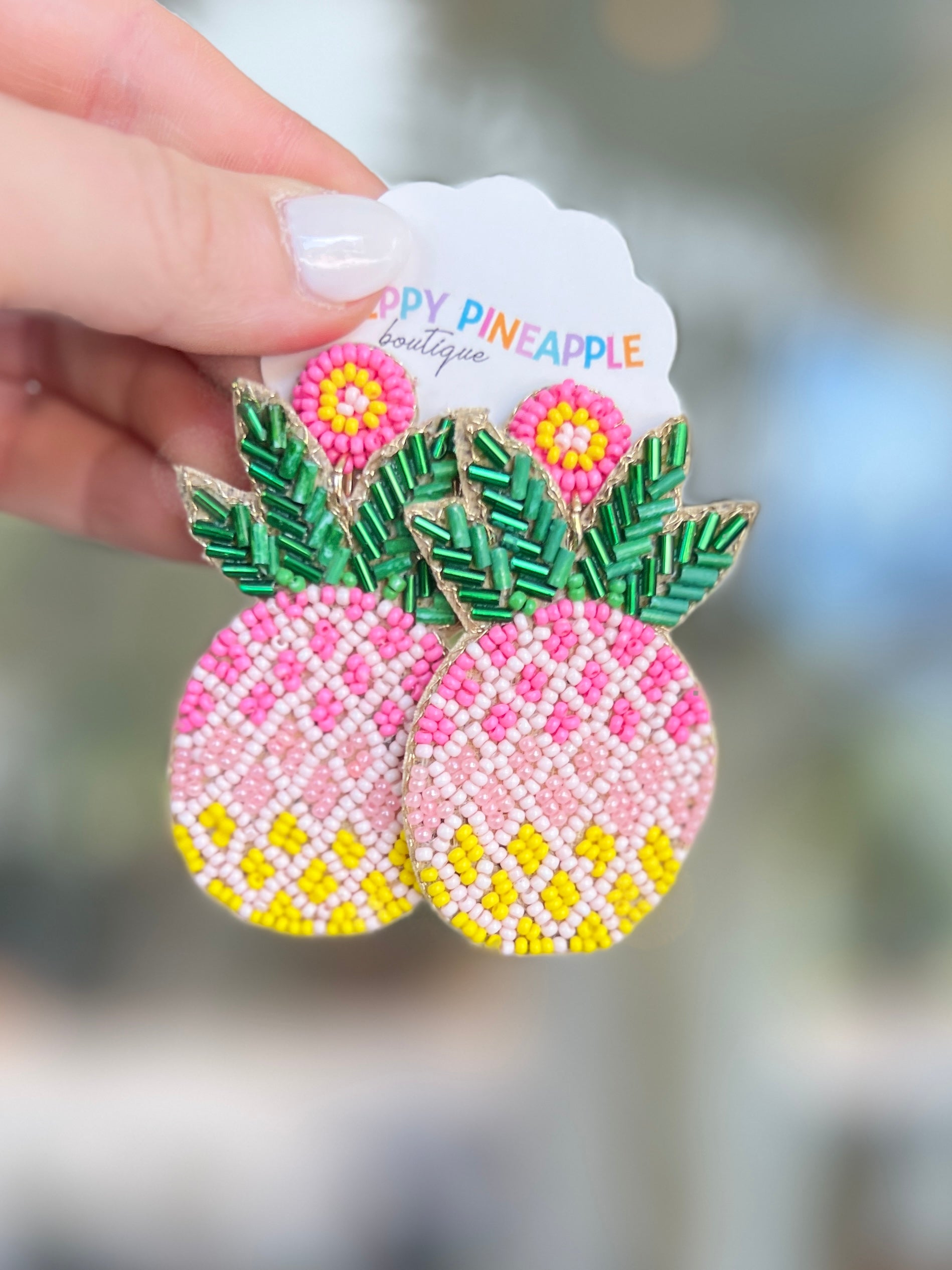 Beaded Pineapple Earrings