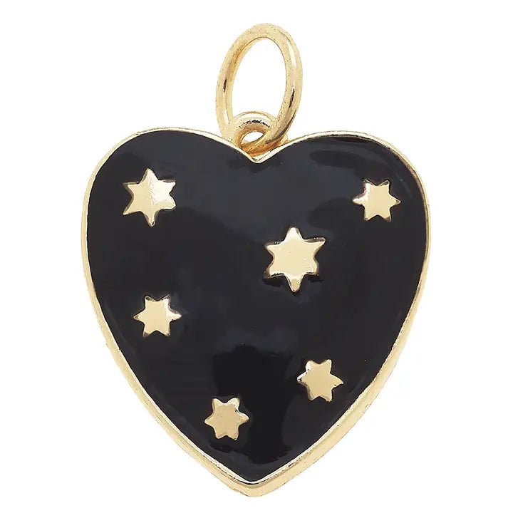 Charmed | Celestial Enamel Heart Charm in Black