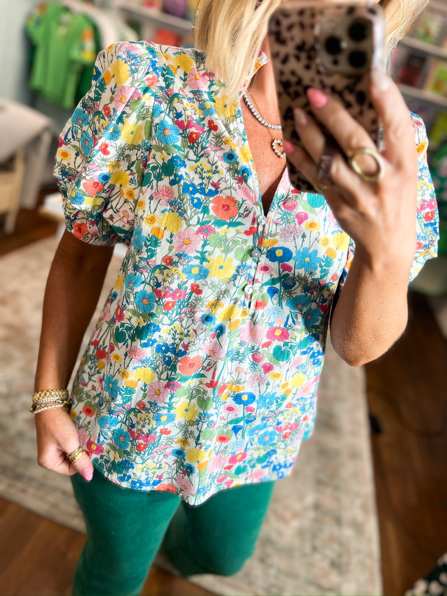 Blossoms and Blooms Floral Print Top