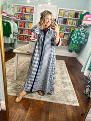 Little Moments Gingham Midi Dress - Navy