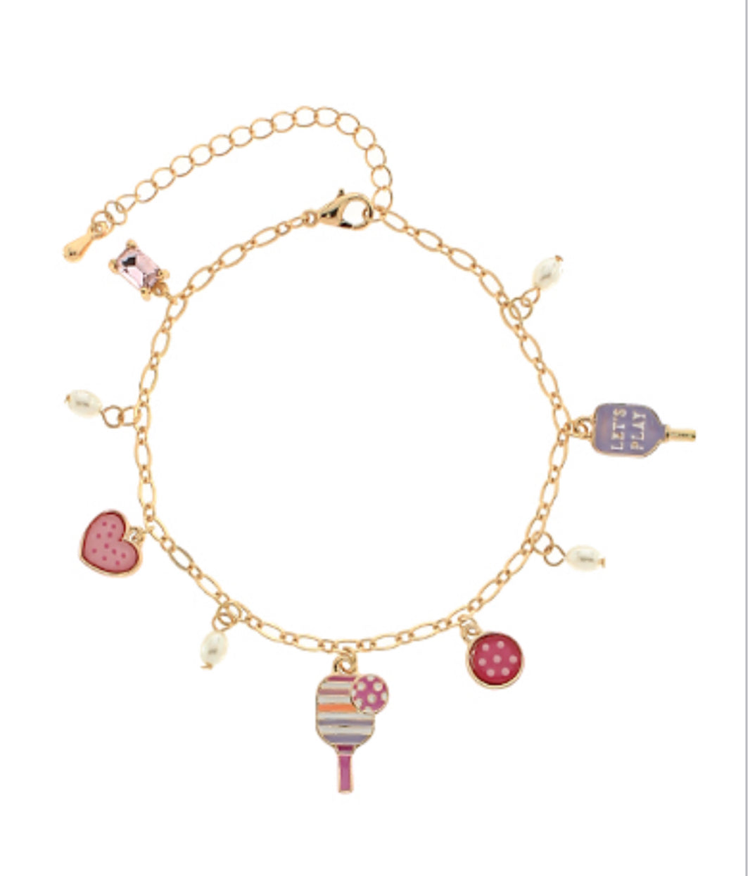 Pickleball Enamel Multi Charm Bracelet