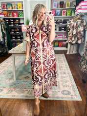 Brunch Date Midi Dress - Cinnamon