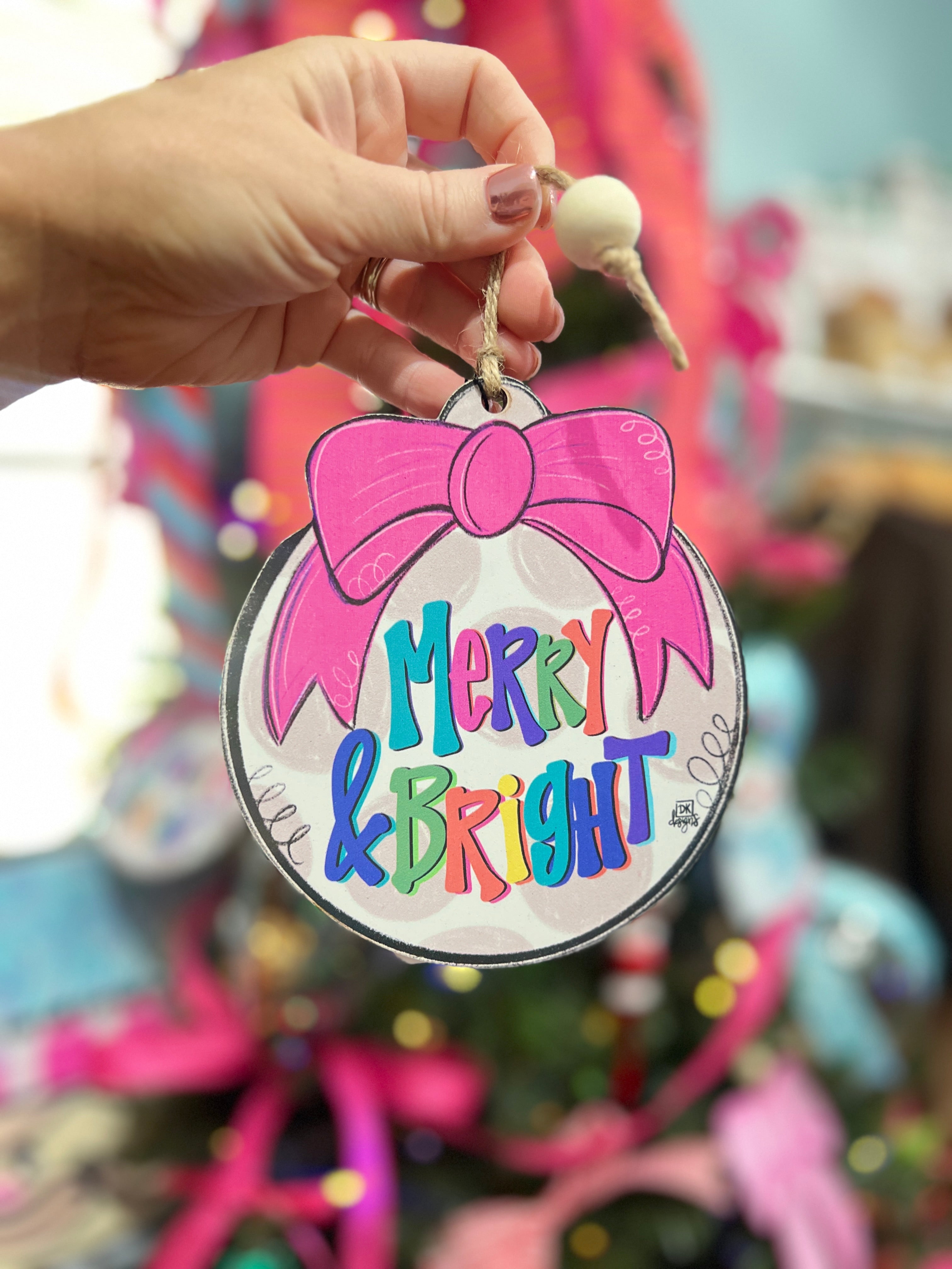 Merry and Bright Bow Ornament