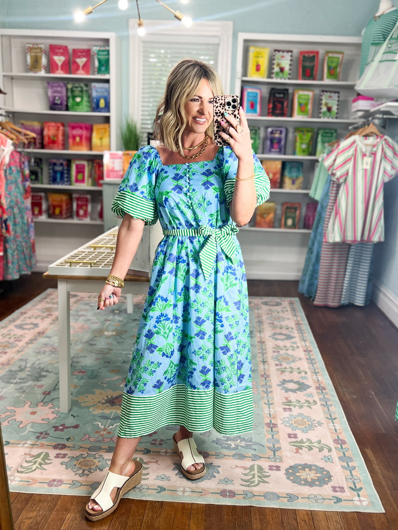 Something Special Botanical Print Midi Dress - Blue