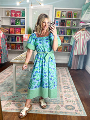Something Special Botanical Print Midi Dress - Blue