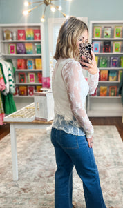 Simply Sweet Lace See-Through Layering Top - Ivory