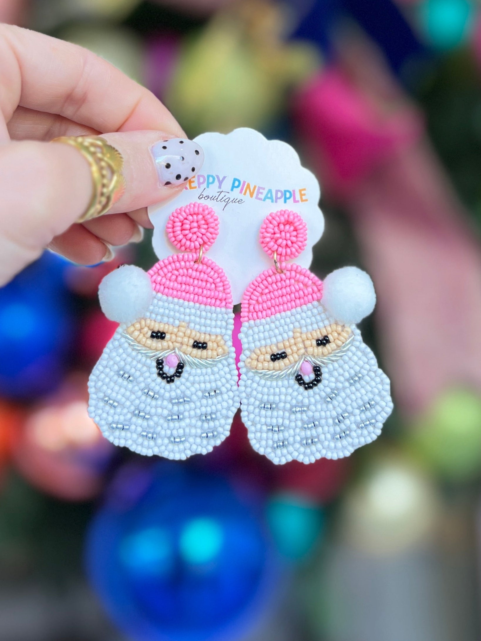 Christmas Santa and Pom Pom Earrings