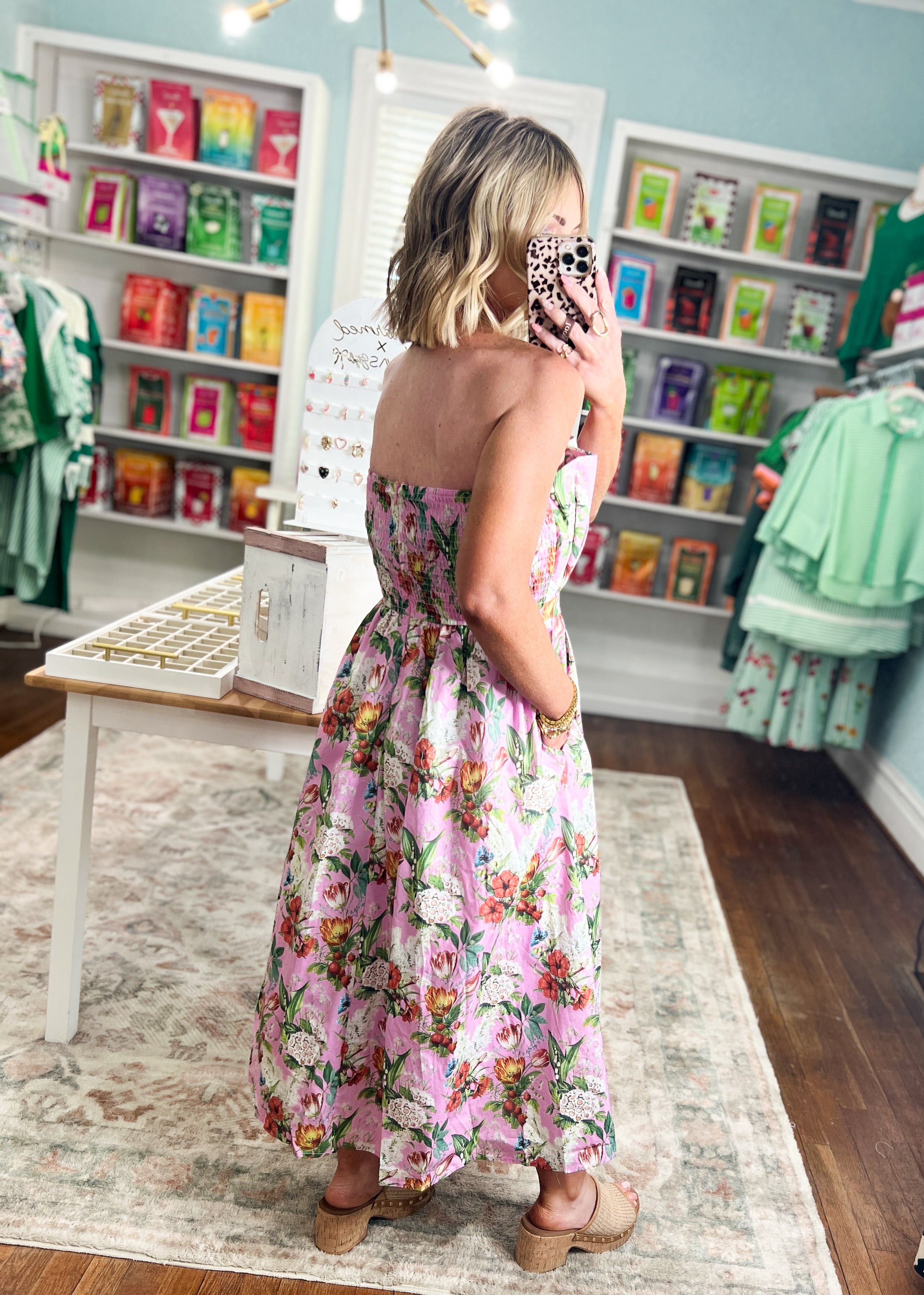 Spring Renewal Strapless Midi Dress - Blue