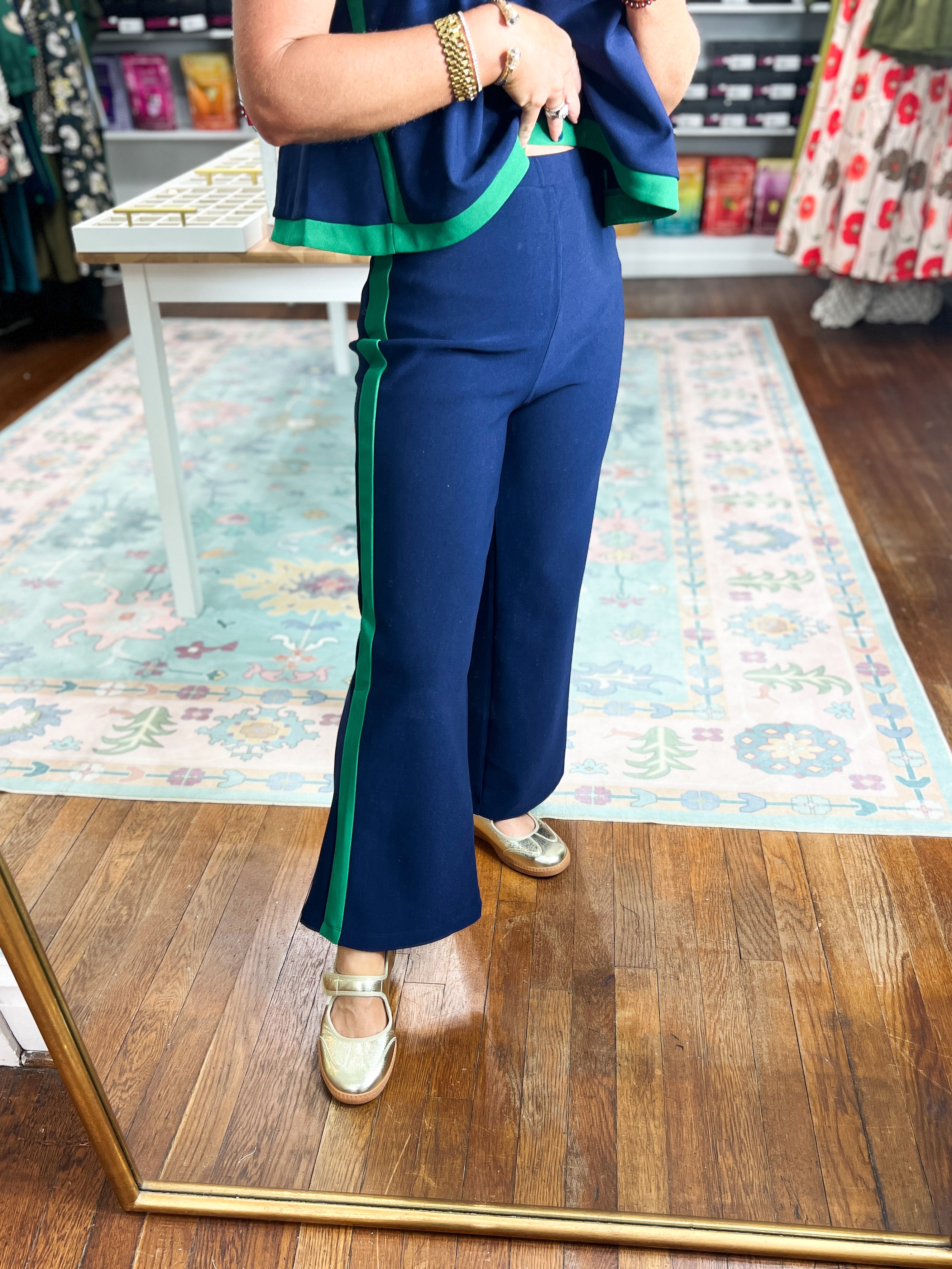 All About It Pull-On Contrast PANTS - Navy