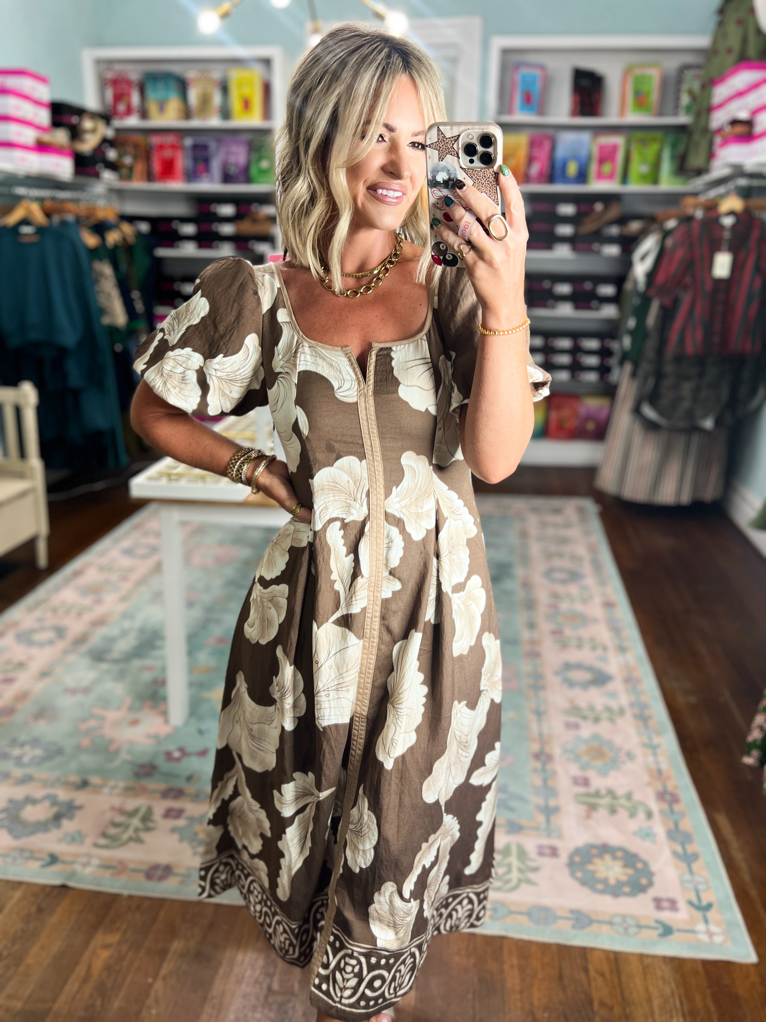 She's Got Grace Floral Dress - Brown