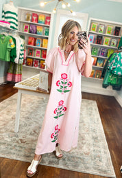 Bloom Bright Striped Midi Dress - Pink