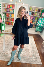 The Certainty Tiered Shirt Dress