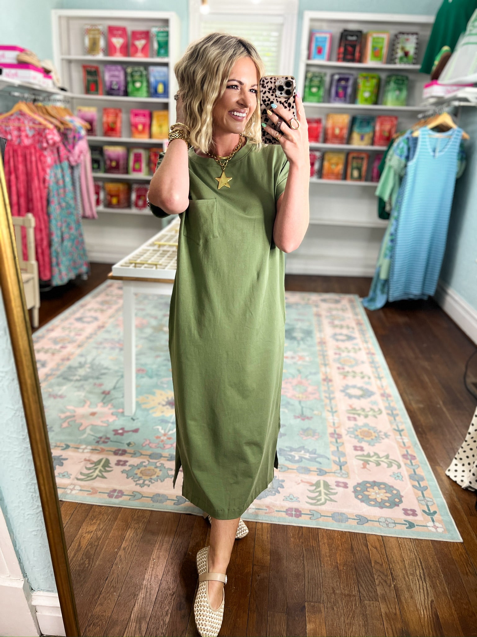 A Clear Mind Midi Dress - Lt. Olive