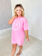 A Reason To Smile T-Shirt Dress - Barbie Pink