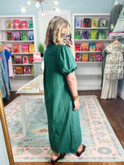 Just a Good Thing Midi Dress - Navy Green