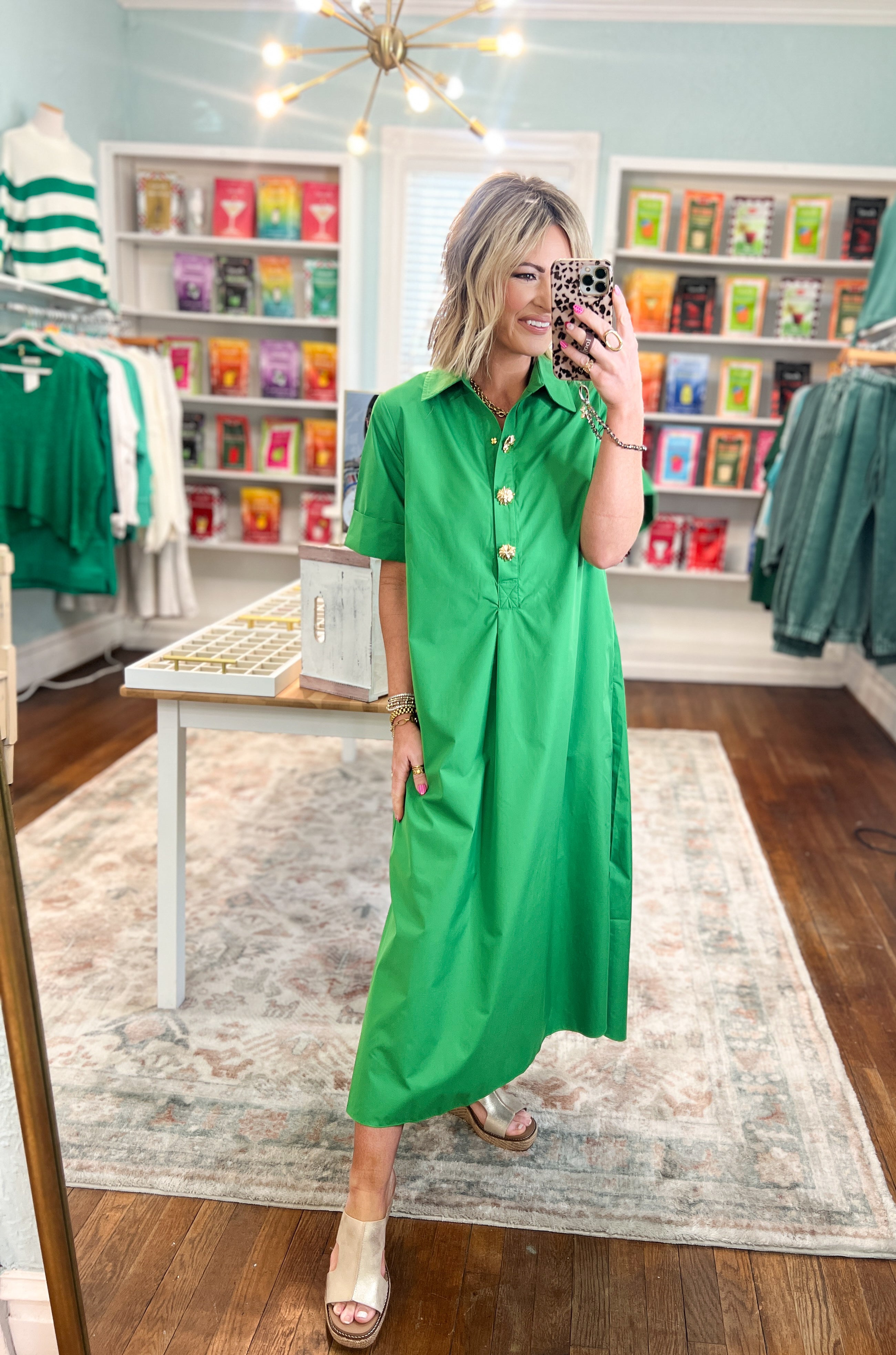 Everywhere Together Midi Dress - Green