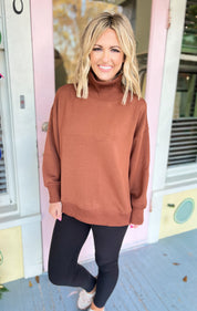 Kind Energy Scuba Ribbed Pullover - Chestnut