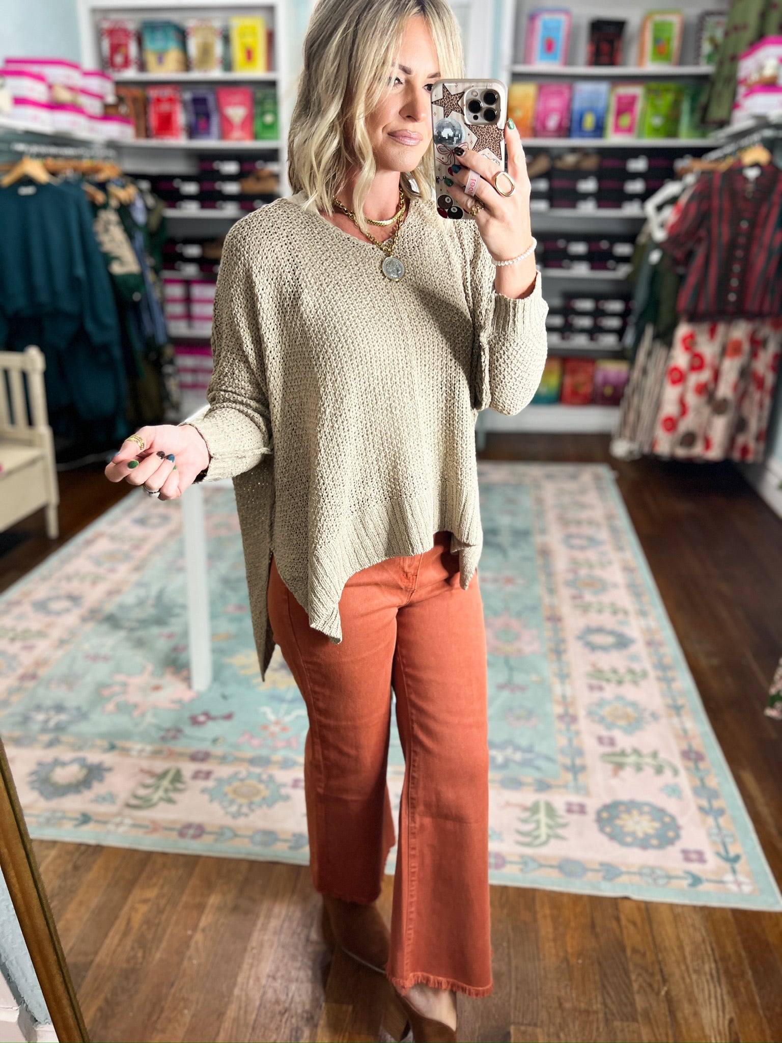 Why Not Dolman Sleeve Sweater Top - Lt. Mocha