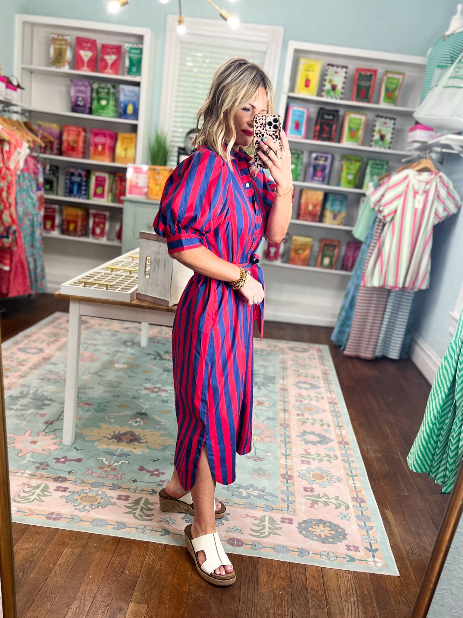 Round of Applause Striped Midi Dress