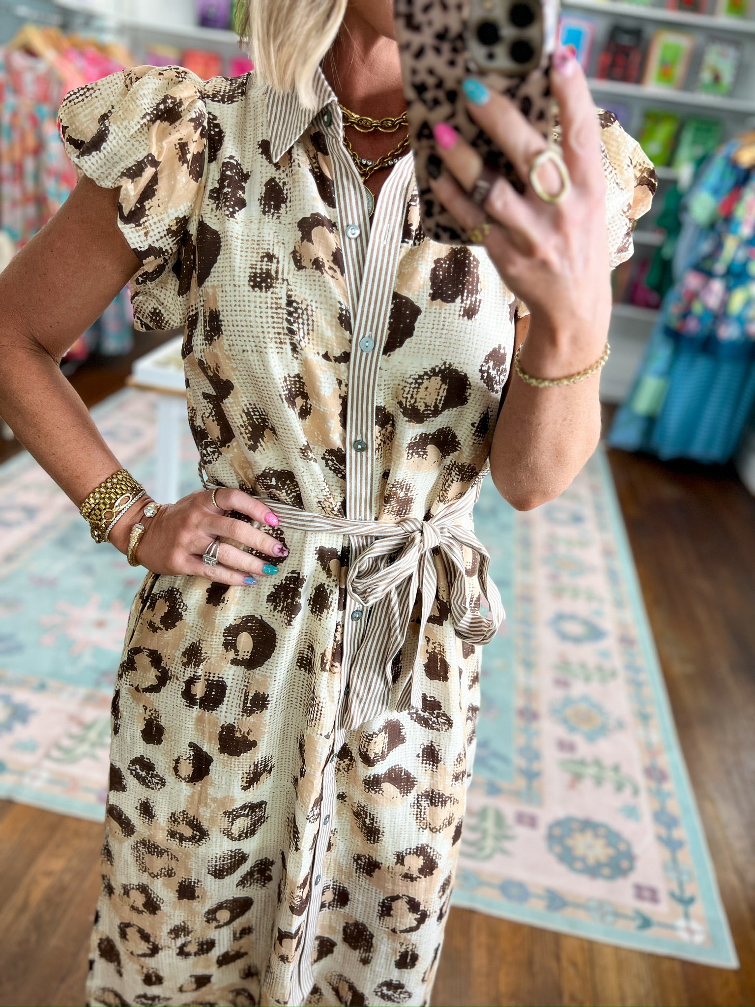Perfect for You Leopard Print Midi Dress - Sand