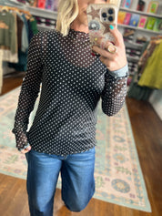Merrow Edge Detail Mesh Top - Black