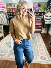 Just Walk By Short Sleeve Sweater - Camel
