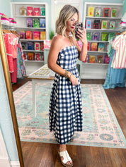 Elegance Unfolded Strapless Midi Dress