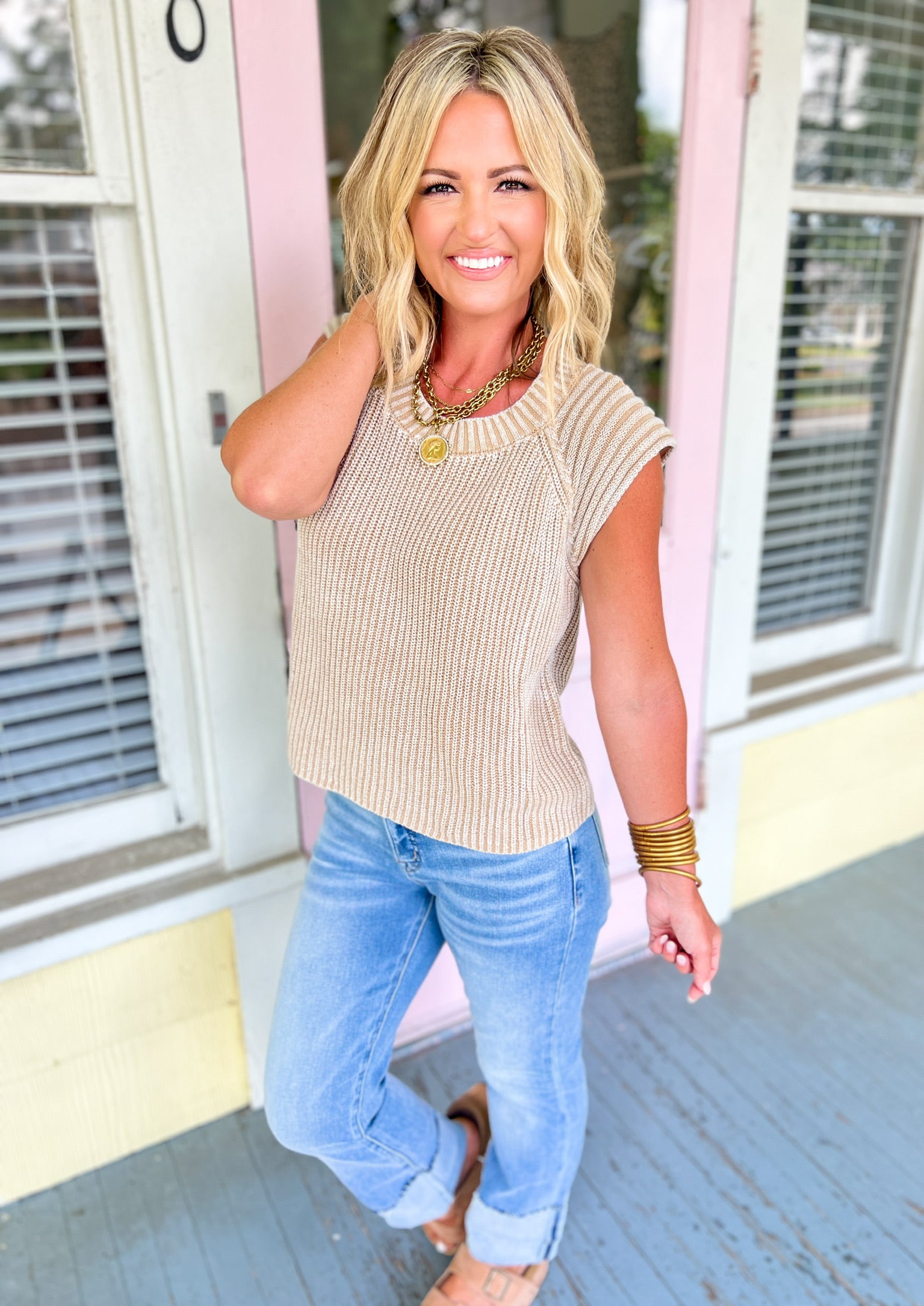 Know My Heart Sleeveless Sweater Top - Vintage Taupe