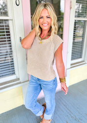 Know My Heart Sleeveless Sweater Top - Vintage Taupe