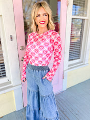Valentines Dress It Up Mesh Top - X and Hearts