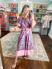Something Special Botanical Print Midi Dress - Pink