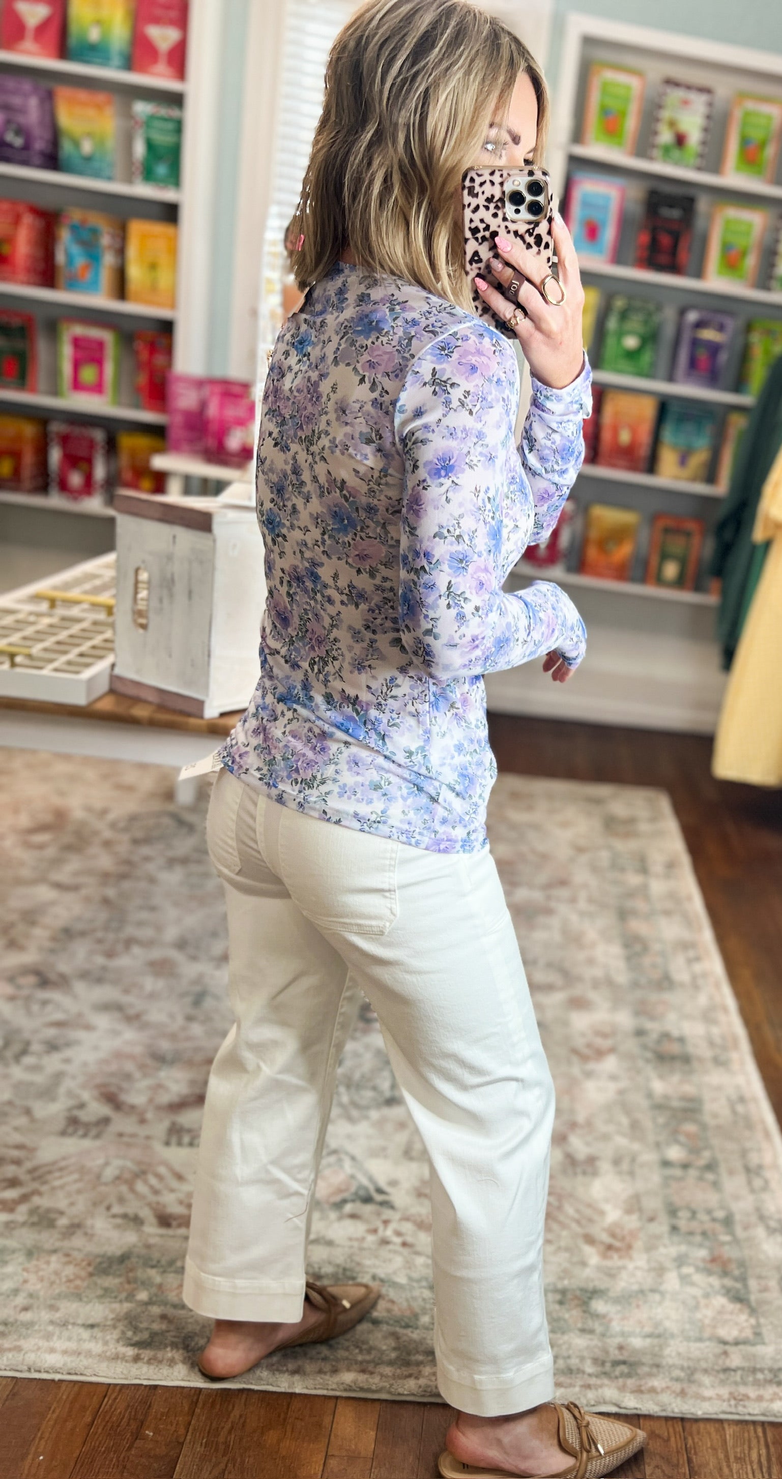 Spring Dress It Up Mesh Tops - Lavender Floral