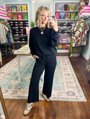 Effortless Fit Modal Cropped Wide PANT - Black