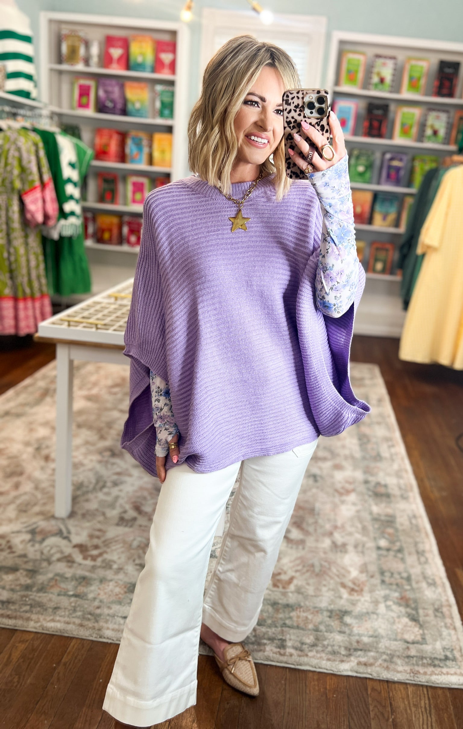 Spring Meg Pullover Poncho Sweater - Purple