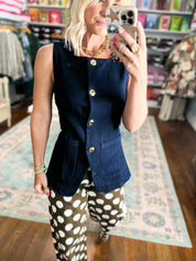 Uptown Muse Mineral Washed Button Down Vest